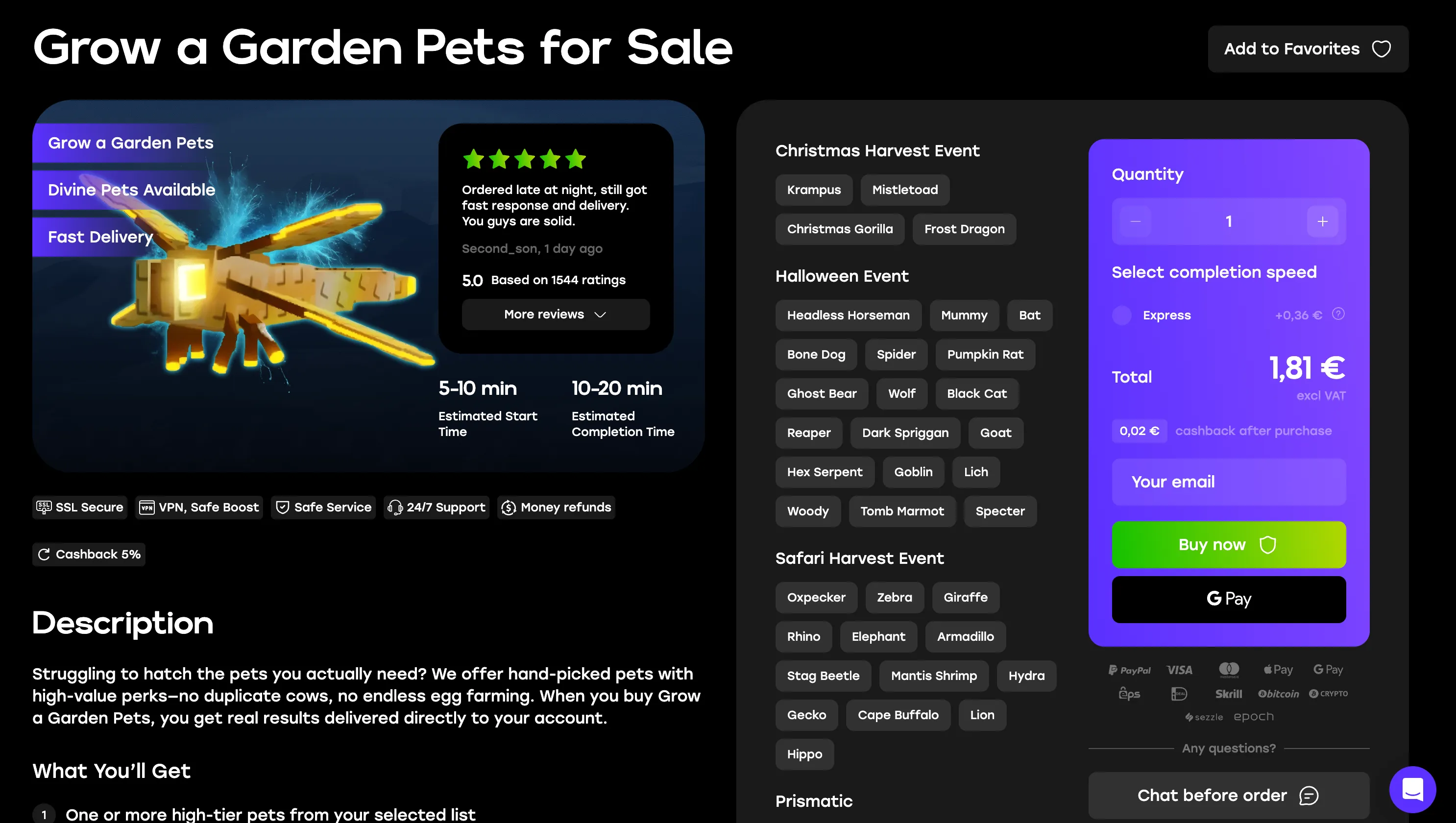 skycoach grow a garden pets